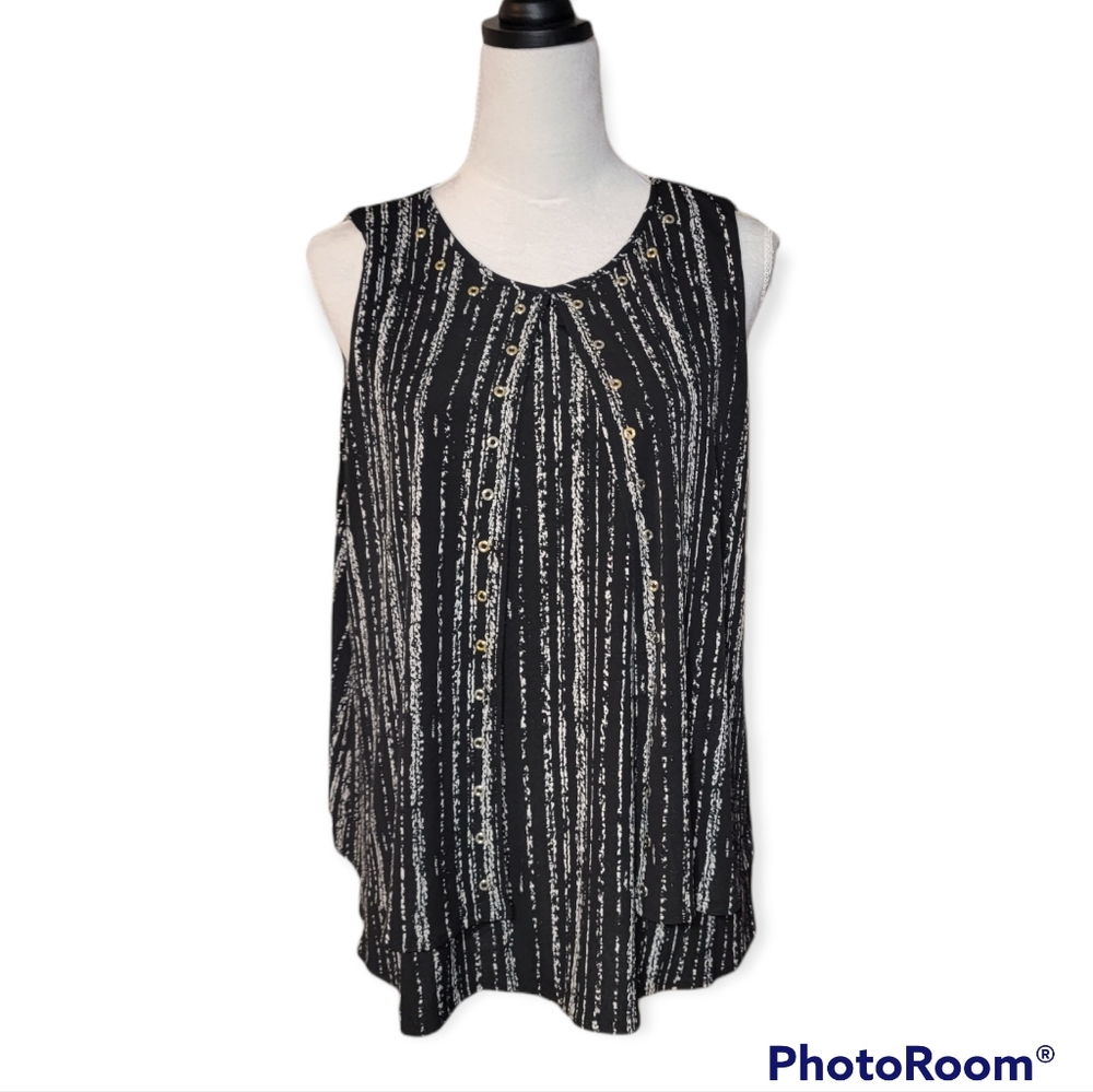 RAFAELLA HI-LOW WOMEN'S TOP BLACK/WHITE SIZE MEDIUM